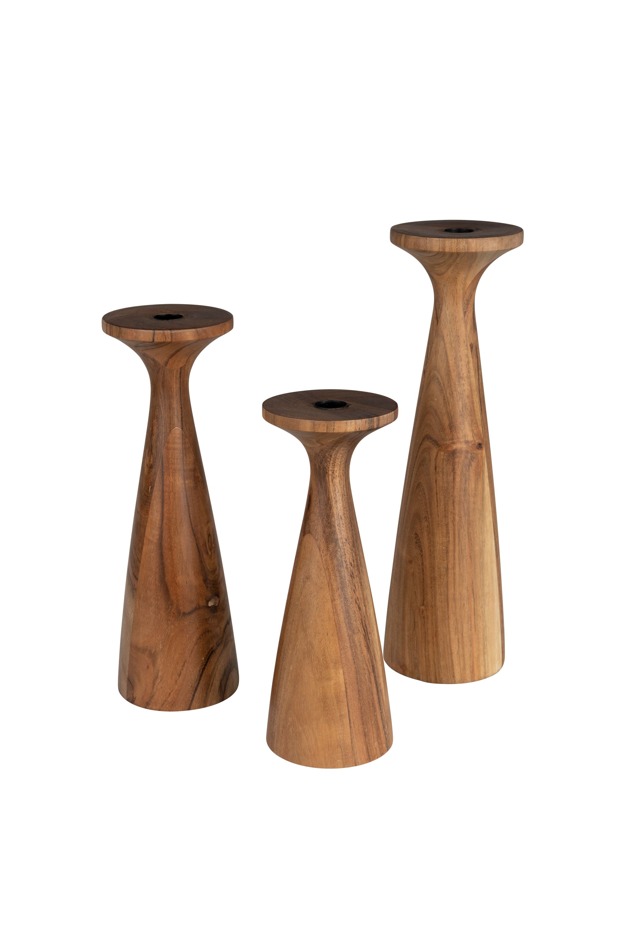 Zuiver Flames Brown Acacia Wood Candle Holder Medium